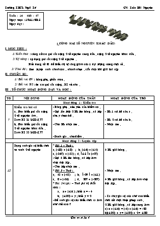 Giáo án Đại số Lớp 6 - Tiết 47: Luyện tập - Trần Hải Nguyên - Trường THCS Ngãi Tứ