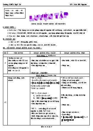 Giáo án Đại số Lớp 6 - Tiết 49: Luyện tập - Trần Hải Nguyên - Trường THCS Ngãi Tứ