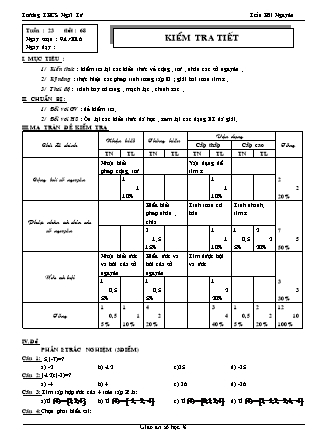 Giáo án Đại số Lớp 6 - Tiết 68: Kiểm tra 1 tiết - Trần Hải Nguyên - Trường THCS Ngãi Tứ