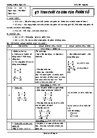 Giáo án Đại số Lớp 6 - Tiết 71: Tính chất cơ bản của phân số - Trần Hải Nguyên - Trường THCS Ngãi Tứ