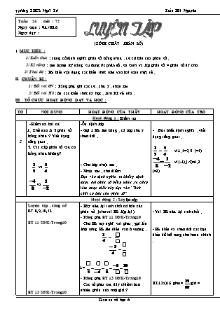 Giáo án Đại số Lớp 6 - Tiết 72: Luyện tập - Trần Hải Nguyên - Trường THCS Ngãi Tứ