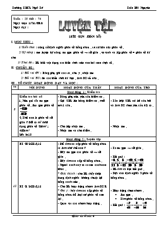 Giáo án Đại số Lớp 6 - Tiết 74: Luyện tập - Trần Hải Nguyên - Trường THCS Ngãi Tứ