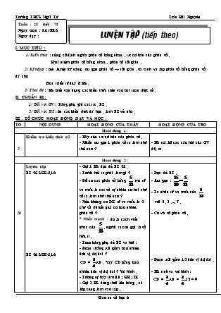 Giáo án Đại số Lớp 6 - Tiết 75: Luyện tập (Tiếp theo) - Trần Hải Nguyên - Trường THCS Ngãi Tứ