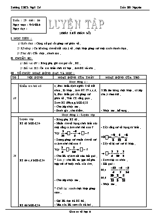 Giáo án Đại số Lớp 6 - Tiết 86: Luyện tập (Phép trừ phân số) - Trần Hải Nguyên - Trường THCS Ngãi Tứ