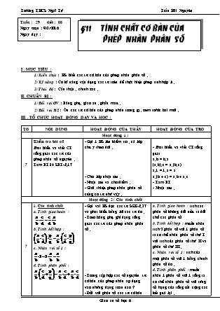 Giáo án Đại số Lớp 6 - Tiết 88: Tính chất cơ bản của phép nhân phân số - Trần Hải Nguyên - Trường THCS Ngãi Tứ