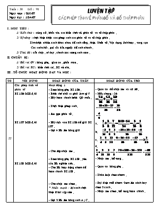Giáo án Đại số Lớp 6 - Tiết 91: Luyện tập các phép tính về phân số và số thập phân - Trần Hải Nguyên - Trường THCS Ngãi Tứ