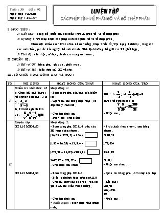 Giáo án Đại số Lớp 6 - Tiết 92: Luyện tập (Các phép tính về phân số và số thập phân) - Trần Hải Nguyên - Trường THCS Ngãi Tứ