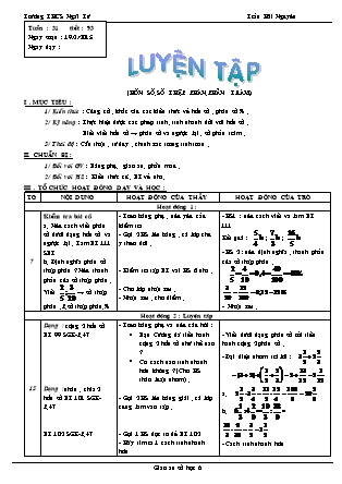 Giáo án Đại số Lớp 6 - Tiết 93: Luyện tập (Hỗn số. Thập phân. Phần trăm) - Trần Hải Nguyên - Trường THCS Ngãi Tứ