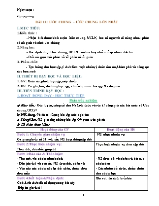 Giáo án dạy thêm môn Toán Lớp 6 Sách Cánh diều - Chủ đề 6: Ước chung. Ước chung lớn nhấ