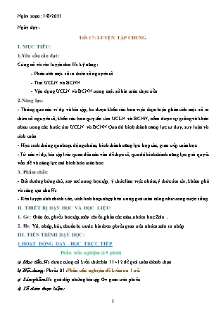 Giáo án dạy thêm môn Toán Lớp 6 Sách Cánh diều - Tiết 17, Chủ đề 28: Luyện tập chung