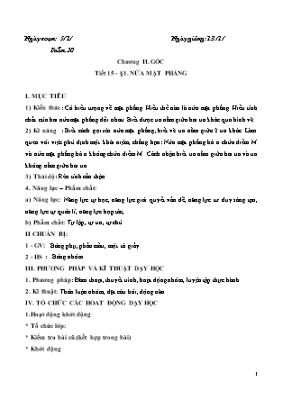 Giáo án Hình học Lớp 6 - Chương 2: Góc (Bản hay)