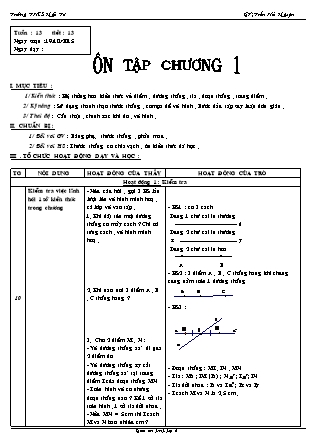 Giáo án Hình học Lớp 6 - Tiết 13: Ôn tập chương 1 - Trần Hải Nguyên - Trường THCS Ngãi Tứ