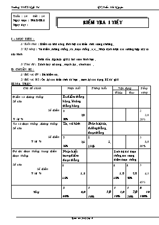 Giáo án Hình học Lớp 6 - Tiết 14: Kiểm tra 45 phút - Trần Hải Nguyên - Trường THCS Ngãi Tứ