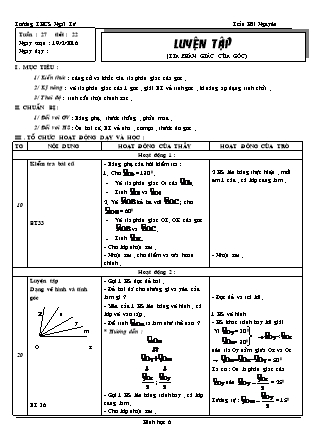 Giáo án Hình học Lớp 6 - Tiết 22: Luyện tập (Tia phân giác của góc) - Trần Hải Nguyên - Trường THCS Ngãi Tứ