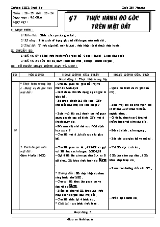 Giáo án Hình học Lớp 6 - Tiết 23+24: Thực hành đo góc trên mặt đất - Trần Hải Nguyên - Trường THCS Ngãi Tứ