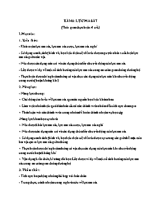 Giáo án Khoa học tự nhiên Lớp 6 Sách Chân trời sáng tạo - Chủ đề 9: Lực - Bài 40: Lực ma sát