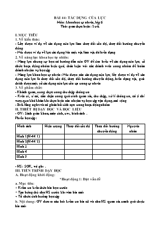 Giáo án Khoa học tự nhiên Lớp 6 Sách Chân trời sáng tạo - Chủ đề 9: Lực - Bài 36: Tác dụng của lực