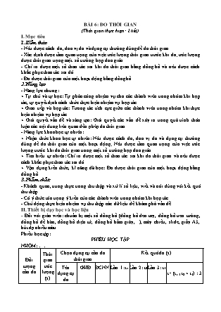 Giáo án Khoa học tự nhiên Lớp 6 Sách Chân trời sáng tạo - Chủ đề 1: Các phép đo - Bài 6: Đo thời gian