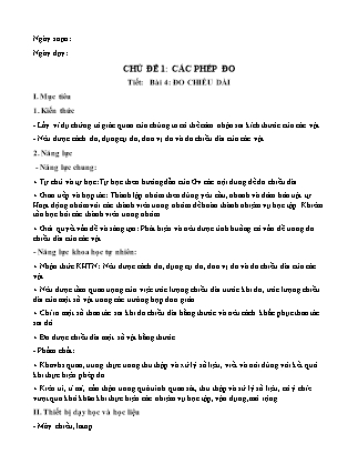 Giáo án Khoa học tự nhiên Lớp 6 Sách Chân trời sáng tạo - Chủ đề 1: Các phép đo - Bài 4: Đo độ dài