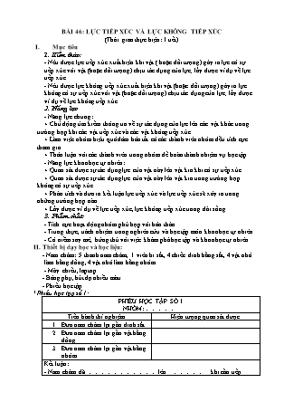 Giáo án Khoa học tự nhiên Lớp 6 Sách Chân trời sáng tạo - Chủ đề 9: Lực - Bài 38: Lực tiếp xúc và lực không tiếp xúc (Bản đẹp)