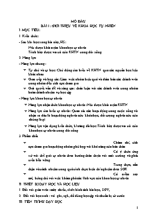 Giáo án Khoa học tự nhiên Lớp 6 Sách Chân trời sáng tạo - Chương trình cả năm (Chuẩn kiến thức)