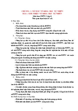 Giáo án Khoa học tự nhiên Lớp 6 Sách Kết nối tri thức với cuộc sống - Chương trình cả năm (Chuẩn kĩ năng)