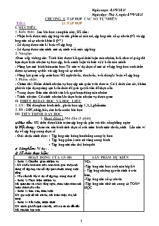 Giáo án môn Toán Lớp 6 Sách Kết nối tri thức với cuộc sống - Bài 1-16 - Năm học 2021-2022