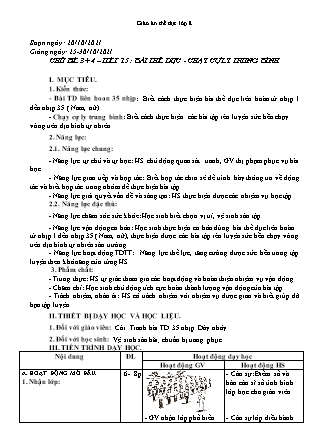 Giáo án Thể dục Lớp 8 Sách Chân trời sáng tạo - Chủ đề 3+4 - Tiết 15: Bài thể dục. Chạy cự ly trung bình - Năm học 2021-2022