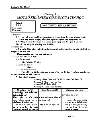 Giáo án Tin học Lớp 6 - Chương trình cả năm (Chuẩn kiến thức)