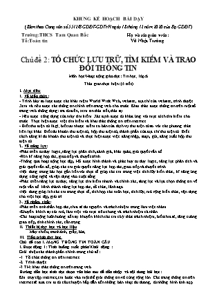 Giáo án Tin học Lớp 6 theo CV5512 - Chủ đề 3: Tổ chức lưu trữ, tìm kiếm và trao đổi thông tin - Võ Nhật Trường