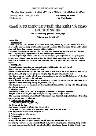 Giáo án Tin học Lớp 6 theo CV5512 - Chủ đề 3: Tổ chức lưu trữ, tìm kiếm và trao đổi thông tin - Trường THCS Tam Quan Bắc