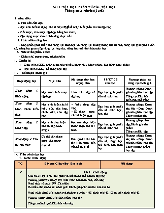 Giáo án Toán Lớp 6 Sách Chân trời sáng tạo - Bài 1: Tập hợp. Phần tử của tập hợp