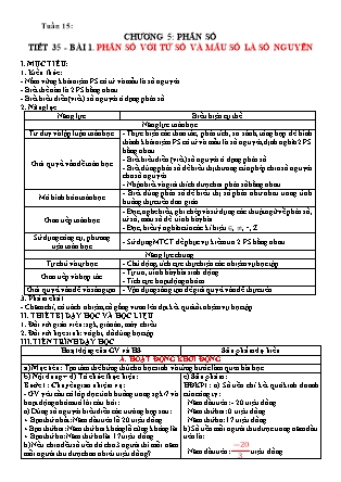 Giáo án Toán Lớp 6 Sách Chân trời sáng tạo - Chương 5: Phân số - Bài 1: Phân số với tử số và mẫu số là số nguyên