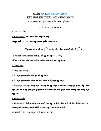 Giáo án Toán Lớp 6 Sách Kết nối tri thức với cuộc sống - Bài 1-10