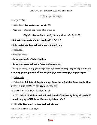 Giáo án Toán Lớp 6 Sách Kết nối tri thức với cuộc sống - Chương trình cả năm - Năm học 2021-2022 - Trần Minh Bảy