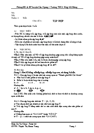 Giáo án tự chọn Toán Lớp 6 - Tuần 1-19 - Thạch Thị Đoan Trang