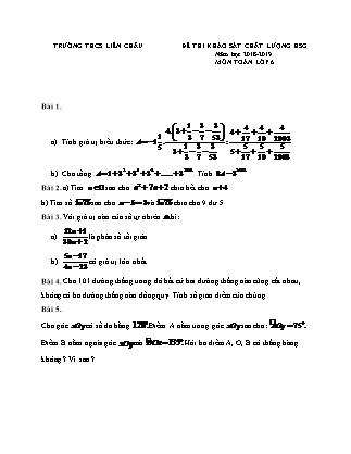 Đề khảo sát chất lượng Học sinh giỏi môn Toán Lớp 6 - Năm học 2018-2019 - Trường THCS Liên Châu (Có đáp án)