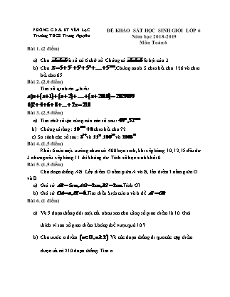 Đề khảo sát Học sinh giỏi môn Toán Lớp 6 - Năm học 2018-2019 - Phòng Giáo dục và đào tạo Yên Lạc (Có đáp án)