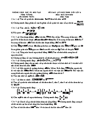 Đề thi giao lưu Học sinh giỏi môn Toán Lớp 6 - Năm học 2019-2020 - Phòng Giáo dục và đào tạo Vĩnh Tường (Có đáp án)