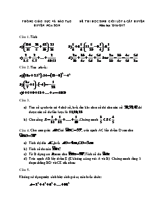 Đề thi Học sinh giỏi cấp huyện môn Toán Lớp 6 - Năm học 2016-2017 - Phòng Giáo dục và đào tạo huyện Nga Sơn (Có đáp án)