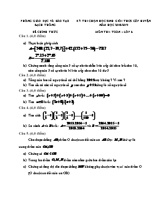 Đề thi Học sinh giỏi cấp huyện môn Toán Lớp 6 - Năm học 2018-2019 - Phòng Giáo dục và đào tạo huyện Bạch Thông (Có đáp án)