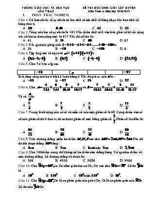 Đề thi Học sinh giỏi cấp huyện môn Toán Lớp 6 - Năm học 2018-2019 - Phòng Giáo dục và đào tạo Lâm Thao (Có đáp án)