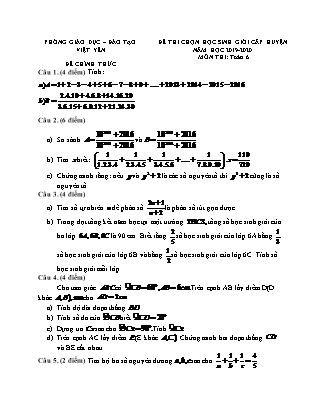 Đề thi Học sinh giỏi cấp huyện môn Toán Lớp 6 - Năm học 2019-2020 - Phòng Giáo dục và đào tạo huyện Việt Yên (Có đáp án)