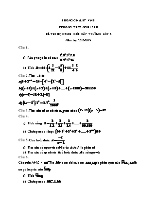 Đề thi Học sinh giỏi cấp trường môn Toán Khối 6 - Năm học 2018-2019 - Trường THCS Nghi Phú (Có đáp án)