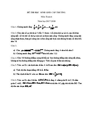 Đề thi Học sinh giỏi cấp trường môn Toán Lớp 6 - Năm học 2017-2018