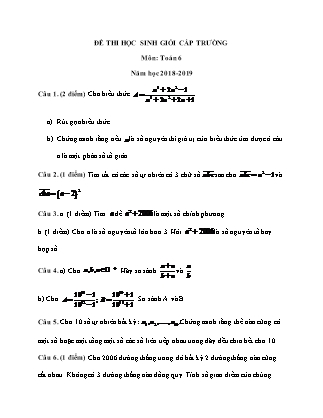 Đề thi Học sinh giỏi cấp trường môn Toán Lớp 6 - Năm học 2018-2019 (Có đáp án chi tiết)