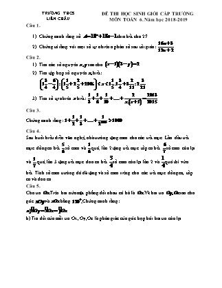 Đề thi Học sinh giỏi cấp trường môn Toán Lớp 6 - Năm học 2018-2019 - Trường THCS Liên Châu (Có đáp án)