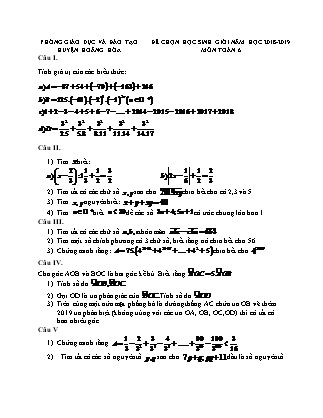 Đề thi Học sinh giỏi cấp trường môn Toán Lớp 6 - Năm học 2018-2019 - Phòng Giáo dục và đào tạo huyện Hoằng Hóa (Có đáp án)
