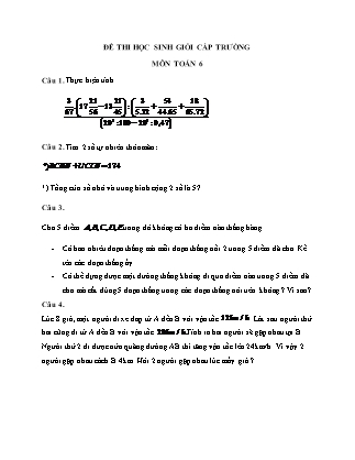 Đề thi học sinh giỏi cấp trường Toán Khối 6 (Có đáp án)