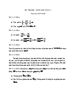 Đề thi Học sinh giỏi môn Toán Khối 6 - Năm học 2019-2020 (Có lời giải)